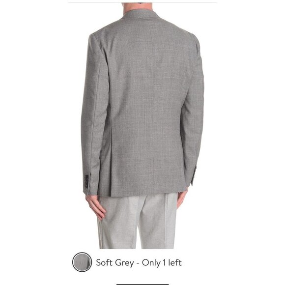 Reiss Mens Gray Peak Hopsack Woven Wool Blazer Suit Jacket Sz 40 New - Picture 2 of 10